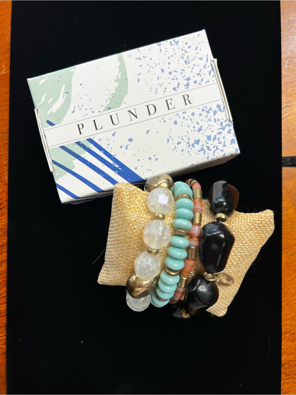 Plunder Turquoise, Black and Gold Multi-Strand Beaded Bracelet Set